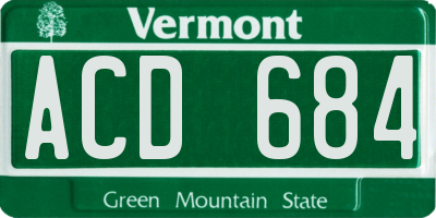 VT license plate ACD684