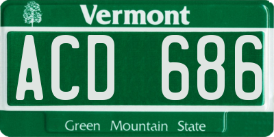 VT license plate ACD686