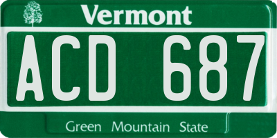 VT license plate ACD687