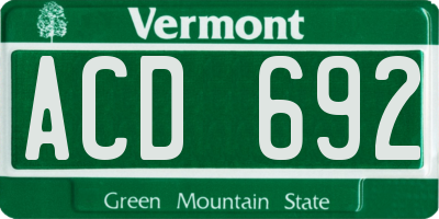 VT license plate ACD692