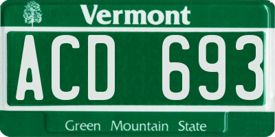 VT license plate ACD693