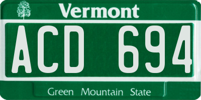 VT license plate ACD694