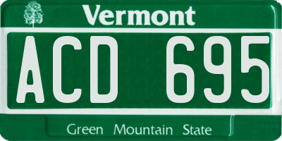 VT license plate ACD695