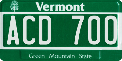 VT license plate ACD700