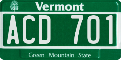 VT license plate ACD701