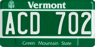 VT license plate ACD702