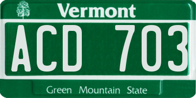 VT license plate ACD703