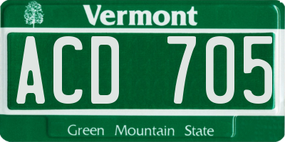 VT license plate ACD705