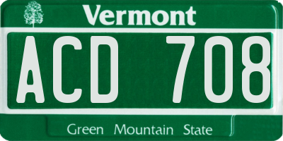 VT license plate ACD708