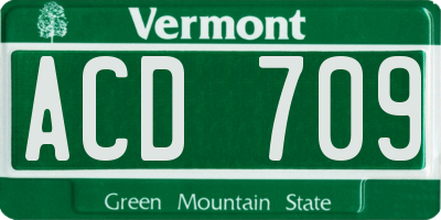 VT license plate ACD709