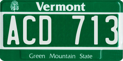 VT license plate ACD713