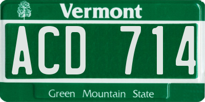 VT license plate ACD714