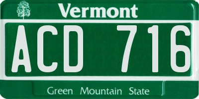 VT license plate ACD716