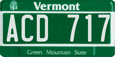 VT license plate ACD717