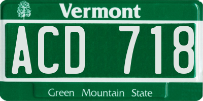 VT license plate ACD718