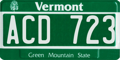 VT license plate ACD723