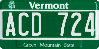 VT license plate ACD724