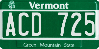 VT license plate ACD725