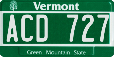 VT license plate ACD727