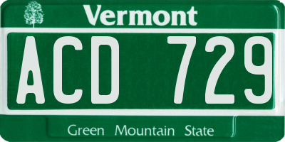 VT license plate ACD729