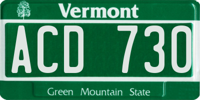 VT license plate ACD730