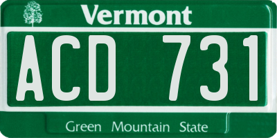 VT license plate ACD731