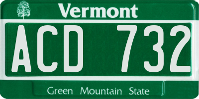 VT license plate ACD732