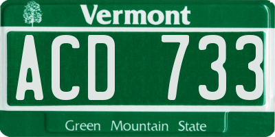 VT license plate ACD733