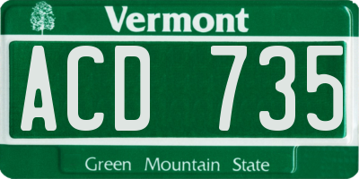 VT license plate ACD735