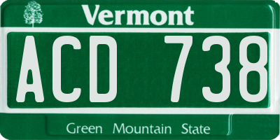 VT license plate ACD738