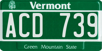 VT license plate ACD739