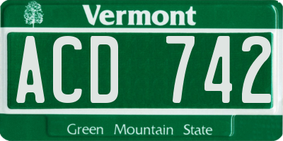 VT license plate ACD742