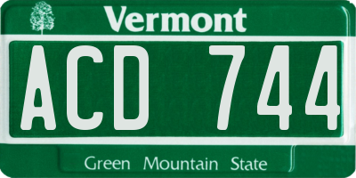 VT license plate ACD744