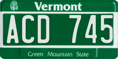 VT license plate ACD745