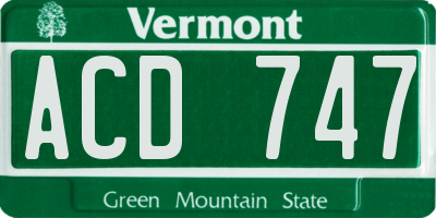 VT license plate ACD747