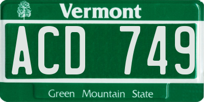 VT license plate ACD749