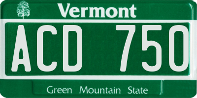 VT license plate ACD750