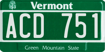 VT license plate ACD751