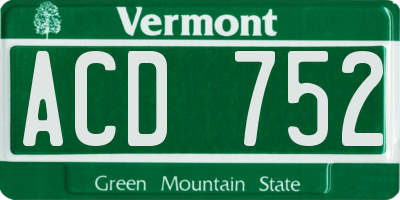 VT license plate ACD752