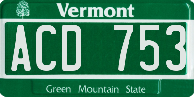 VT license plate ACD753