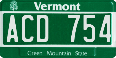 VT license plate ACD754