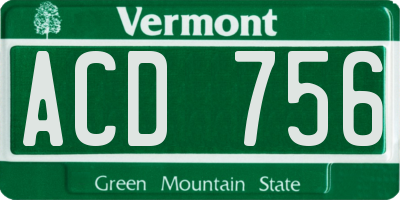 VT license plate ACD756