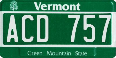 VT license plate ACD757