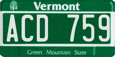 VT license plate ACD759