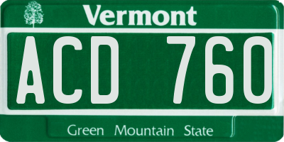 VT license plate ACD760