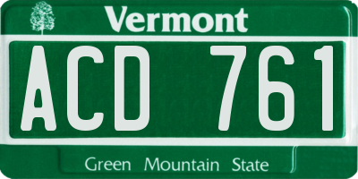 VT license plate ACD761