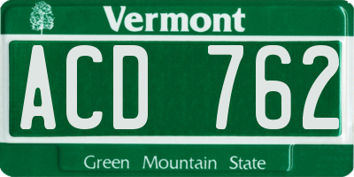 VT license plate ACD762