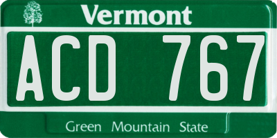 VT license plate ACD767