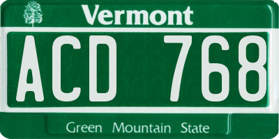 VT license plate ACD768