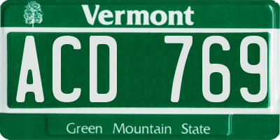 VT license plate ACD769